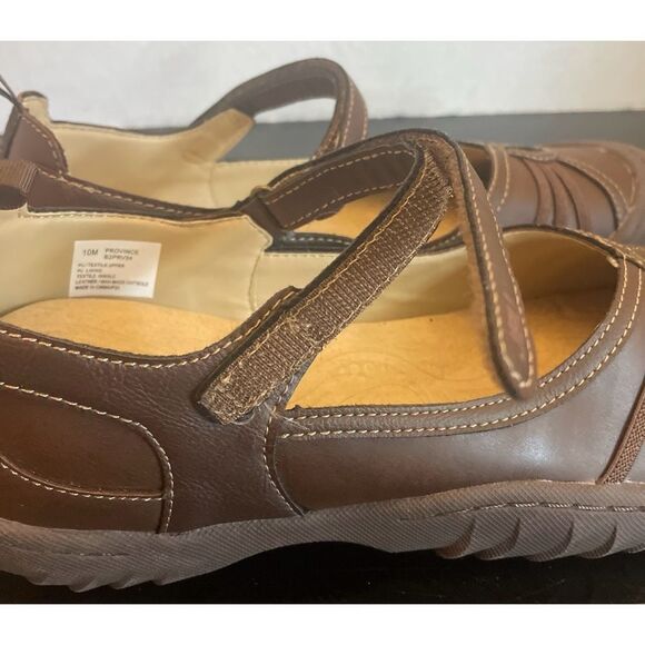 JBU Province Women's Slip-On Shoes Brown Flats with Supportive Sole and Strap 10 - Picture 11 of 13